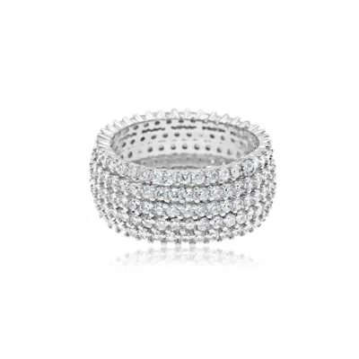 Shymi Pavé Cigar Band Ring In Silver