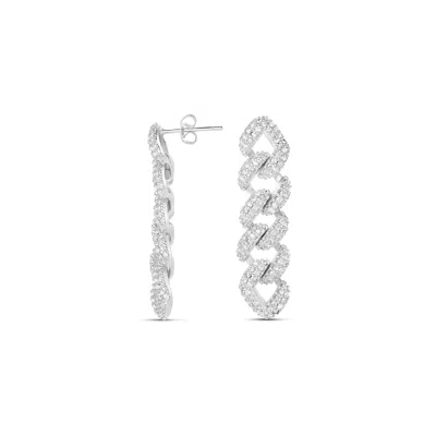 Shymi Women's Pave Cuban Earrings - Silver In White