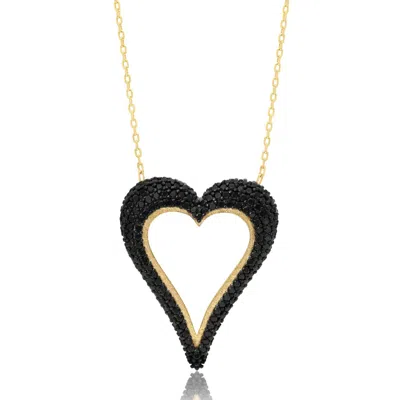 Shymi Women's Pave Cutout Wide Heart Necklace - Black
