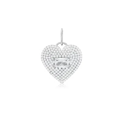 Shymi Women's Pave Heart & Stone Charm - Silver