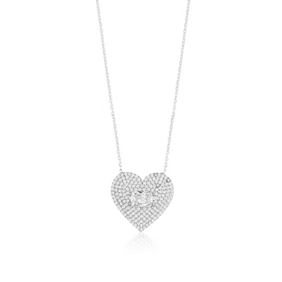 Shymi Women's Pave Heart & Stone Necklace - Silver In Metallic