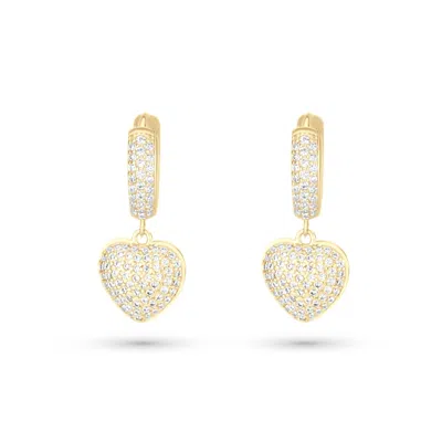 Shymi Women's Pave Heart Dangling Earrings - Gold