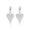 Shymi Women's Pave Heart Earrings - Silver