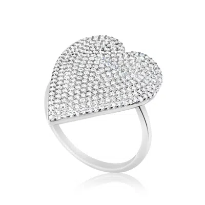 Shymi Women's Pave Heart Ring - Silver In Metallic