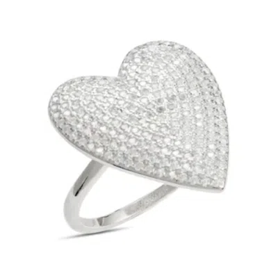 Shymi Women's Pave Heart Ring - Silver In White