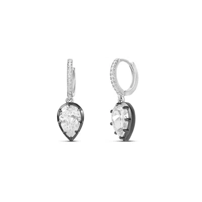 Shymi Women's Pave Huggie Pear Drops - Silver In Neutral