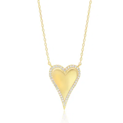 Shymi Women's Pave Outline Gold Heart Necklace - Gold