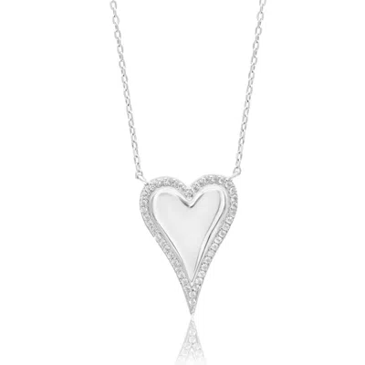 Shymi Women's Pave Outline Gold Heart Necklace - Silver