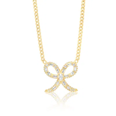 Shymi Women's Pave Ribbon On A Curb Chain - Gold