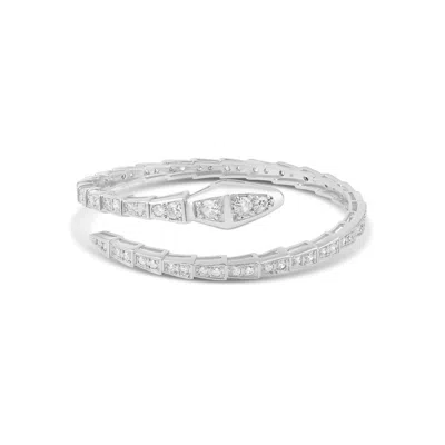 Shymi Women's Pave Snake Flexible Bangle - Silver