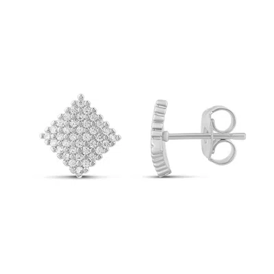 Shymi Women's Pave Square Studs - Silver