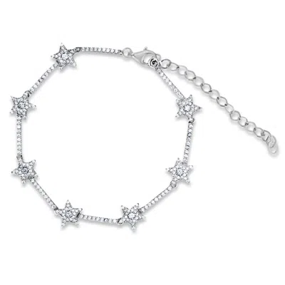 Shymi Women's Pave Star Tennis Bracelet - Silver In Metallic