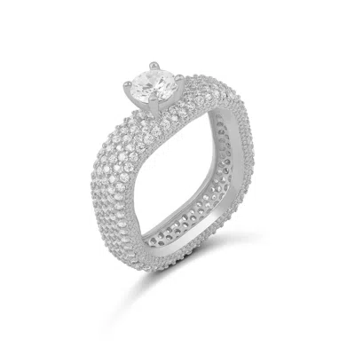 Shymi Women's Pave Statement Ring With Center Stone - Silver