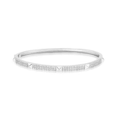 Shymi Women's Pave Studded 3 Row Bangle - Silver