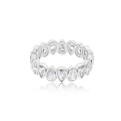 Shymi Women's Pear Bezel Set Eternity Band -silver