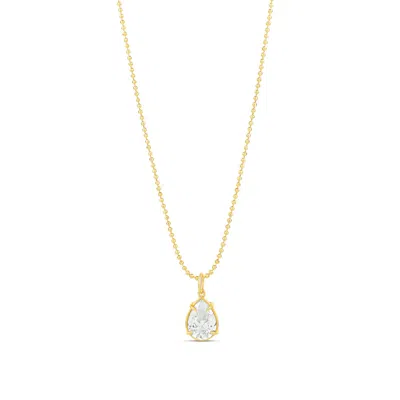 Shymi Women's Pear Shape Stone On A Beaded Ball Chain - Gold