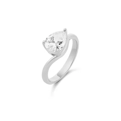 Shymi Women's Pear Shape Wave Ring - Silver