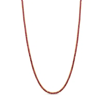 Shymi Women's Pink Classic Ruby Two Mm Tennis Necklace In Gold