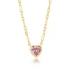 Shymi Women's Pink / Purple Bezel Heart On A Paperclip Necklace - Pink
