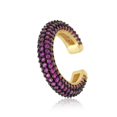 Shymi Women's Pink / Purple / Gold Pave Ear Cuff - Pink