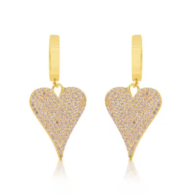 Shymi Women's Pink / Purple / Gold Pave Heart Earrings - Light Pink