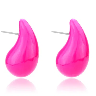 Shymi Women's Pink / Purple Large Enamel Tear Drop Earrings - Pink & Purple