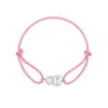 Shymi Women's Pink / Purple / Silver Cord Bracelet - Pink & Silver One Heart & One Emerald Stone