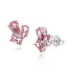 Shymi Women's Pink / Purple / Silver Multi Shape Three Stone Studs- Pink & Silver