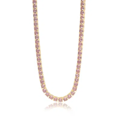 Shymi Women's Pink / Purple Three Mm Classic Tennis Necklace - Pink In Neutral
