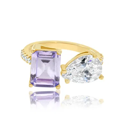 Shymi Women's Pink / Purple Toi Et Moi Ring - Purple & White