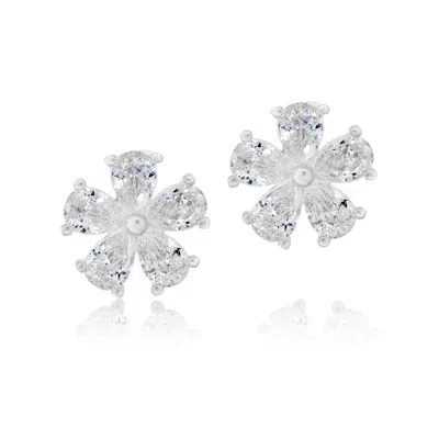 Shymi Women's Prong-set Flower Studs - Silver