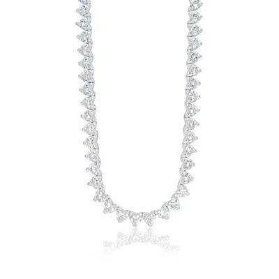 Shymi Women's Prong-set Heart Tennis Necklace - Silver In Metallic