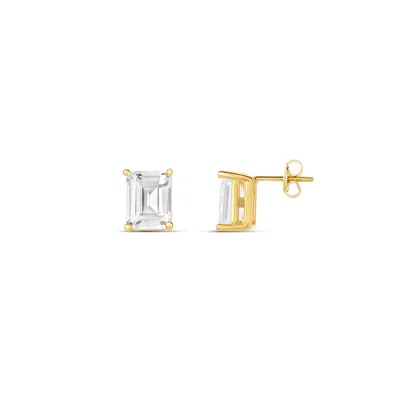 Shymi Women's Prong Set Studs - Gold Emerald