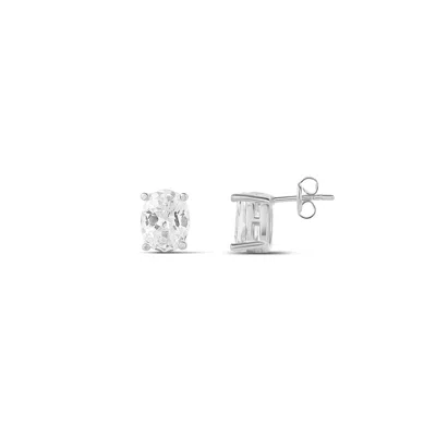 Shymi Women's Prong Set Studs - Silver Oval