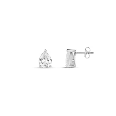 Shymi Women's Prong Set Studs - Silver Pear In Metallic