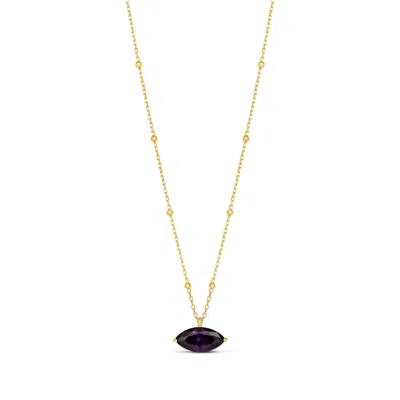 Shymi Women's Purple / Gold Marquise Station Necklace - Purple In Purple/gold