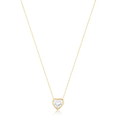 Shymi Women's Red / Silver / Pink Bezel-set Solitaire Necklace - Heart Gold & White In Gray