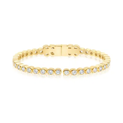 Shymi Women's Round Bezel Open Bangle - Gold