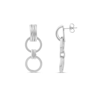 Shymi Women's Round Link Statement Earrings - Silver