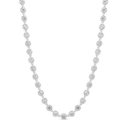Shymi Women's Round Victorian Style Tennis Necklace - Silver