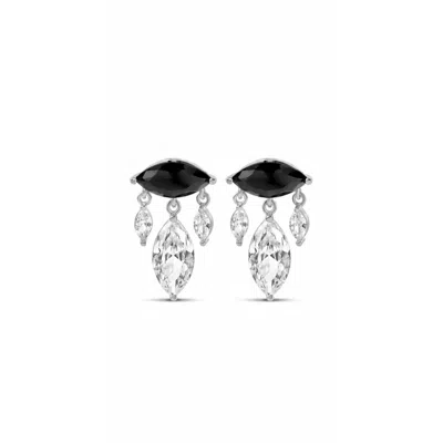 Shymi Women's Silver / Black Marquise Chandelier Earrings - Silver & Black In Metallic