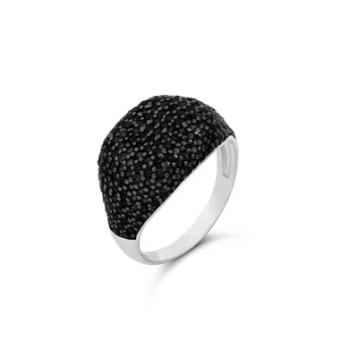 Shymi Women's Silver / Black Pave Signet Room - Black & Silver