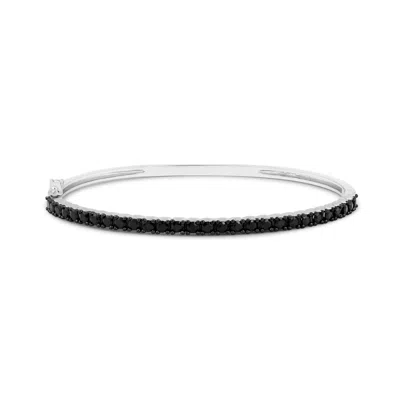 Shymi Women's Silver / Black Thin Stone Bangle - Silver & Black In Silver/black