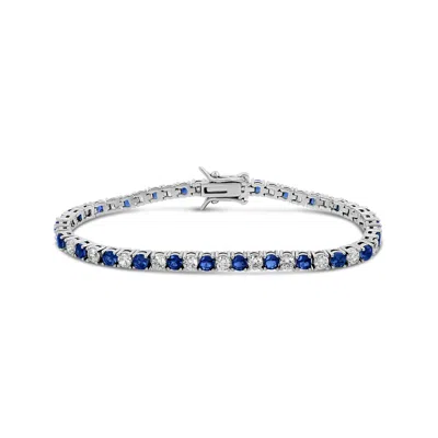 Shymi Women's Silver / Blue Alternating Color Tennis Bracelet - Silver & Blue In Metallic