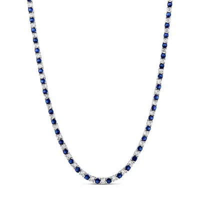 Shymi Women's Silver / Blue Alternating Color Tennis Necklace - Silver & Blue In Silver/blue