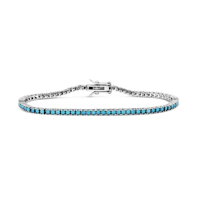 Shymi Women's Silver / Blue Classic Two Mm Turquoise Tennis Bracelet - Silver