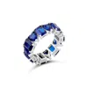 Shymi Women's Silver / Blue Heart And Emerald Eternity Band - Silver & Blue