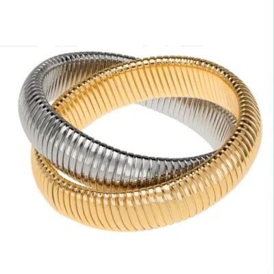 Shymi Women's Silver / Gold Chunky Snake Bracelet - Silver & Gold In Multi