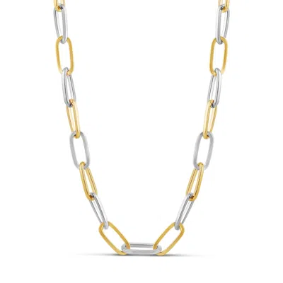 Shymi Women's Silver / Gold Ten Mm Two Tone Oval Paper Clip Necklace In Multi