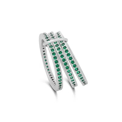 Shymi Women's Silver / Green Stack Ring - Silver & Green